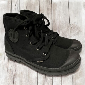 Palladium Women’s Black Canvas High Top Boots Size 10 US (42 EU) Rugged Sole